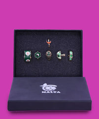 Set Of Green Enamel Ring