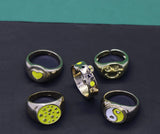 Set Of Yellow Enamel Ring