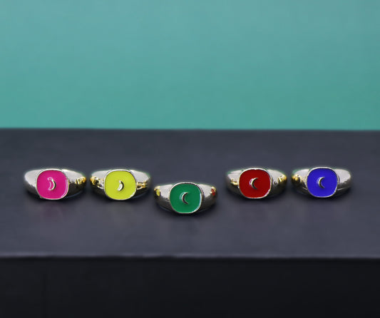 Multi Colour Enamel Ring Set