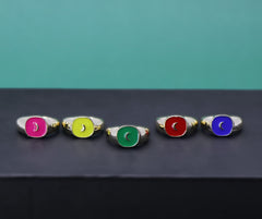 Multi Colour Enamel Ring Set