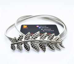 Olive Leaf Metal Buckle Skinny Stretch Waist Belt