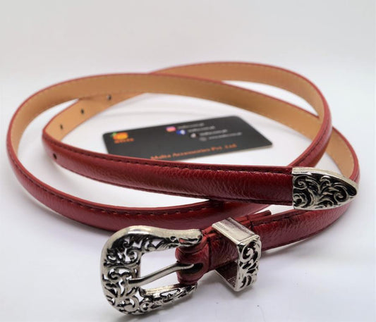 Malta Leather Belts Ladies Vintage Western Design Black Waist Belt for Pants Jeans Dresses-(05-01-01-05)