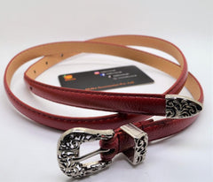 Malta Leather Belts Ladies Vintage Western Design Black Waist Belt for Pants Jeans Dresses-(05-01-01-05)