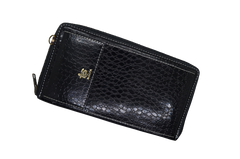 Black Texture Clutch With Mobile Pouch