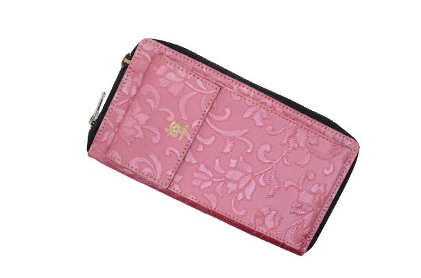 Pink Floweral Design Clutch With Mobile Pouch