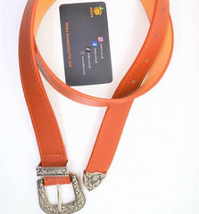 Malta Leather Belts Ladies Vintage Western Design Black Waist Belt for Pants Jeans Dresses-(05-01-01-05)