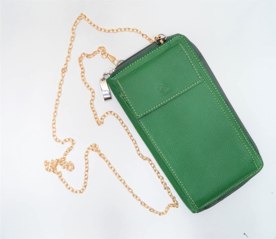 Green Clutch With Mobile Pouch