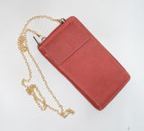 Red Texture Clutch With Mobile Pouch