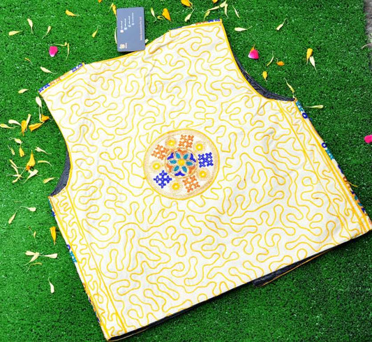 Malta Traditional Mirror Koti With Multi Color Embroidery