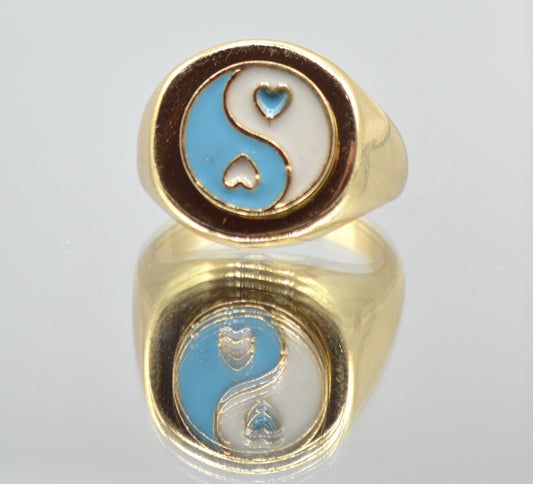 Sky & White Heart Style Ring