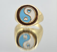 Sky & White Heart Style Ring
