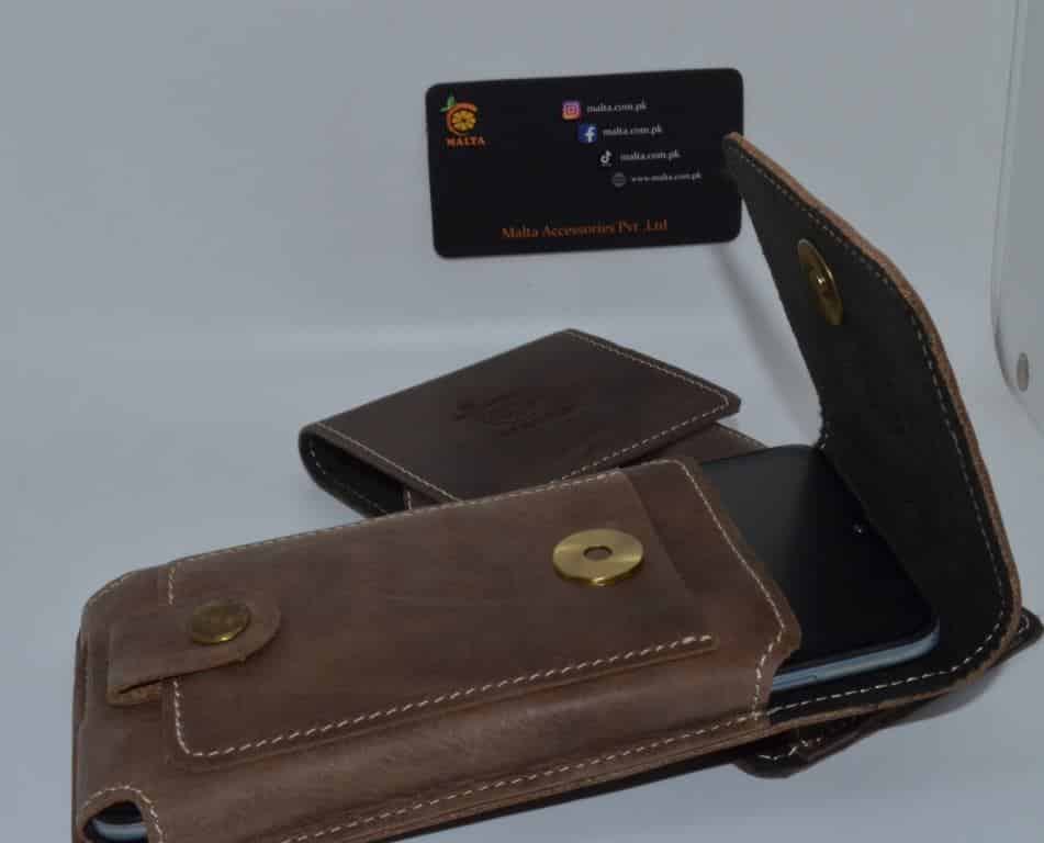 Dark leather Brown Mobile Pouch