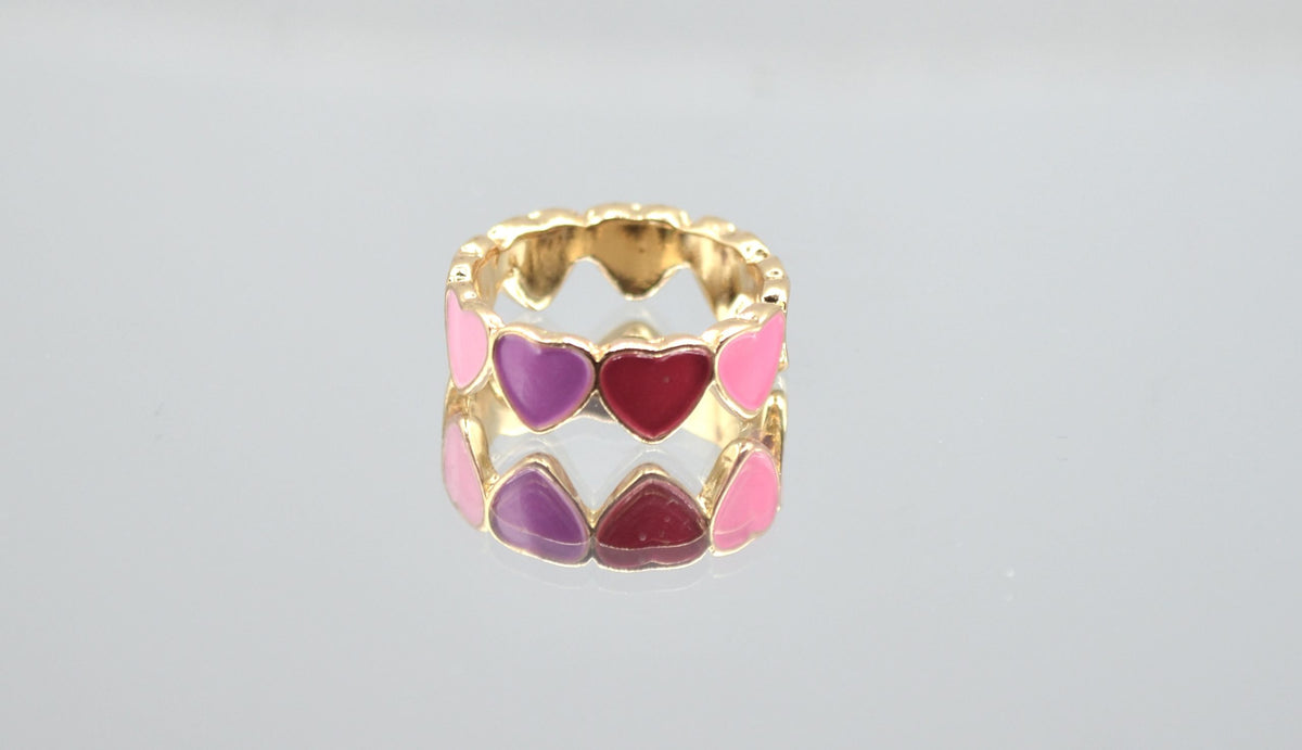 Multi Colour Heart Enamel Ring