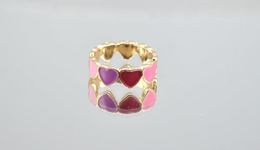 Multi Colour Heart Enamel Ring
