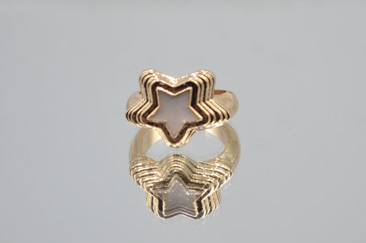 Gold-Plated White Star Enamel  Ring