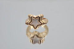 Gold-Plated White Star Enamel  Ring