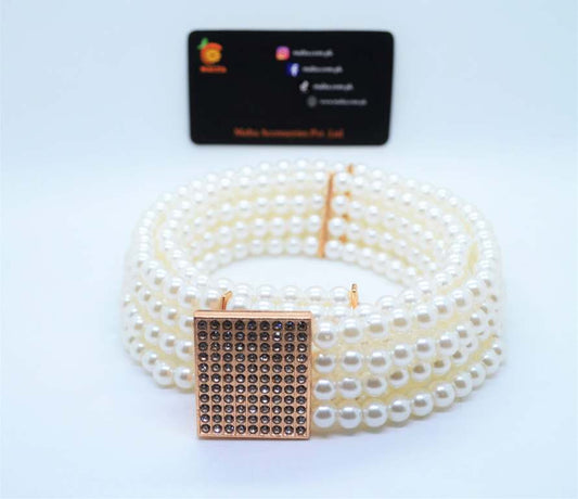 White Pearl Bead Waist Belt