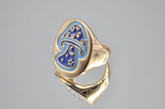 Mushroom Style Blue  Enamel  Ring