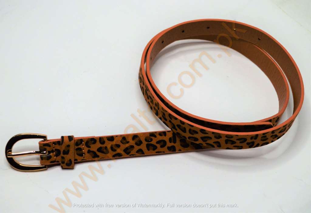 Malta Leapard  Design Peinted Slim Leather Belt