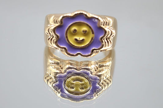 Smiley Flower Enamel Ring