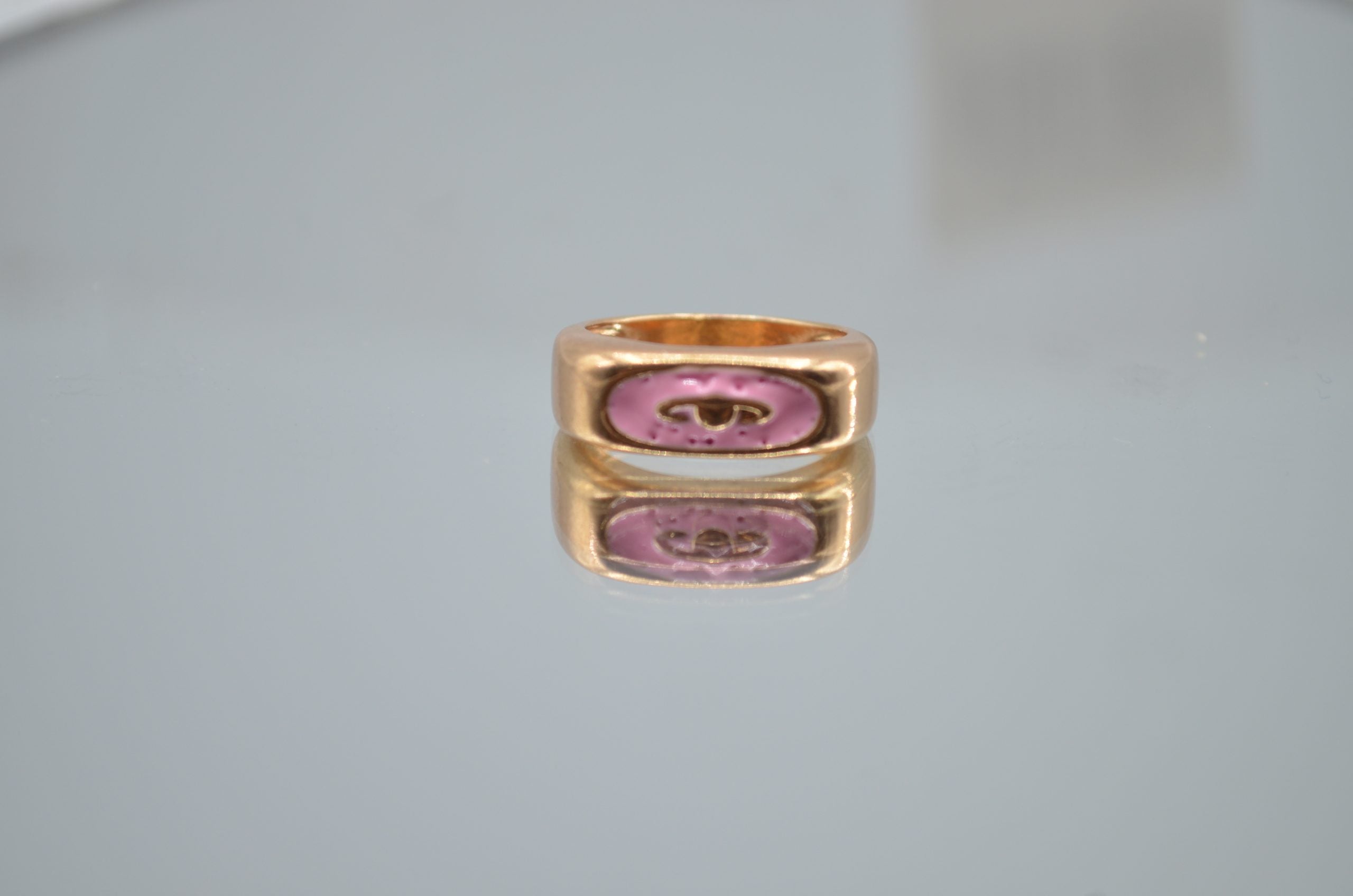 Pink & Gold Enamel Ring