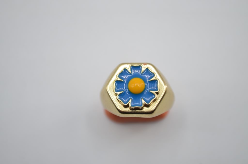 Blue Flower Style Enamel Ring