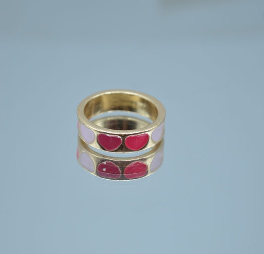 Heart Design Enamel Ring