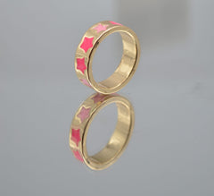 Pink Star Enamel Ring