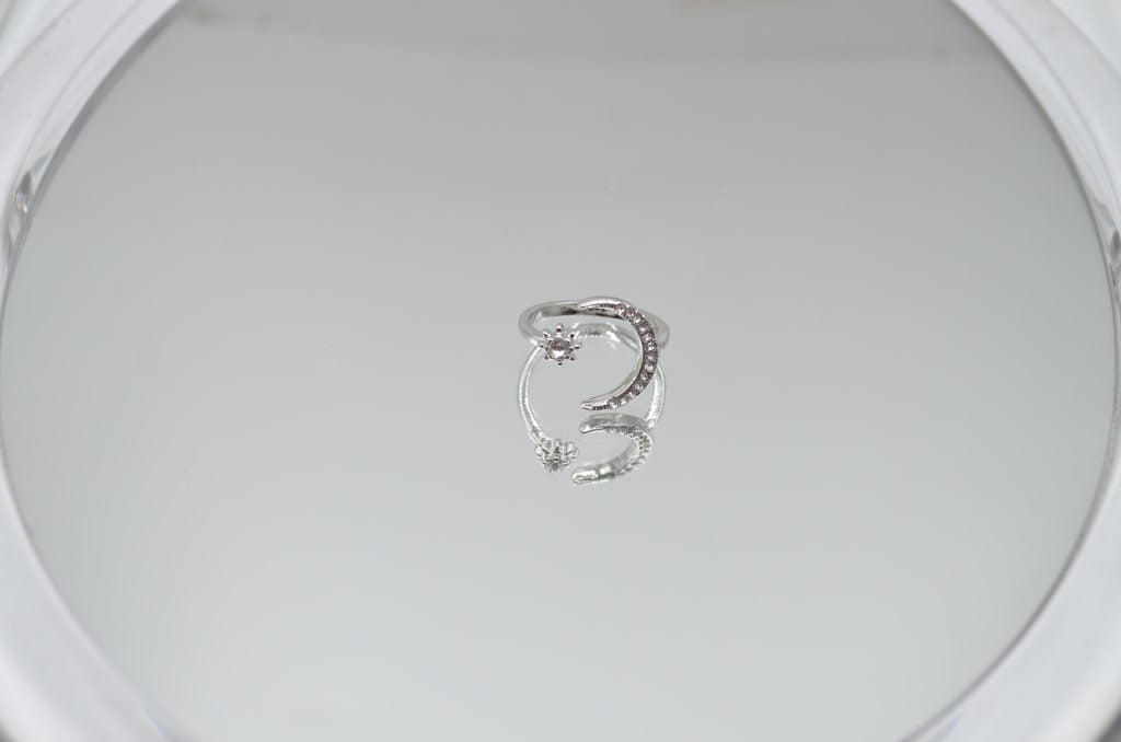 Star & Moon Zarkoon Silver Adjustable Ring