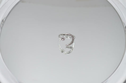 Star & Moon Zarkoon Silver Adjustable Ring