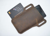 leather belt pouch for mobile(dark brown)
