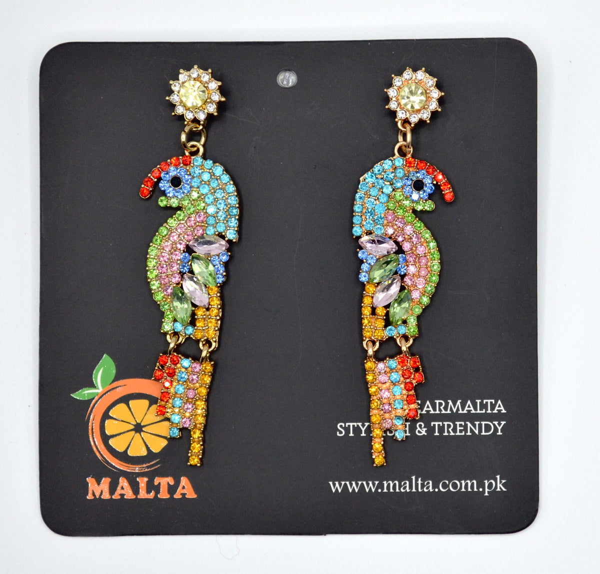 Multi Colour Parrot Style Rhinestone Earings