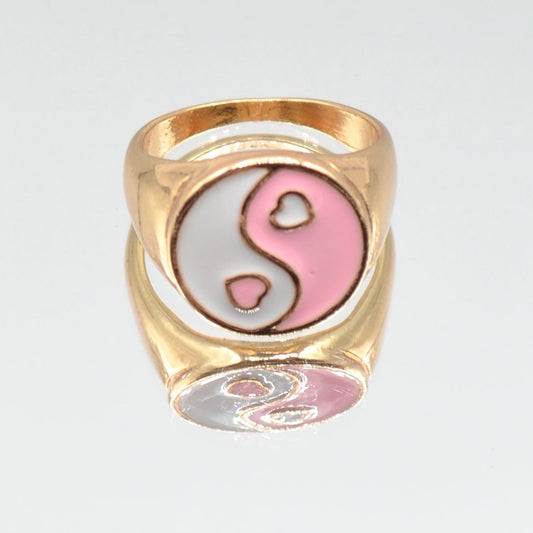 Pink & White Multi Colour Heart Style Ring