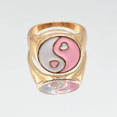 Pink & White Multi Colour Heart Style Ring