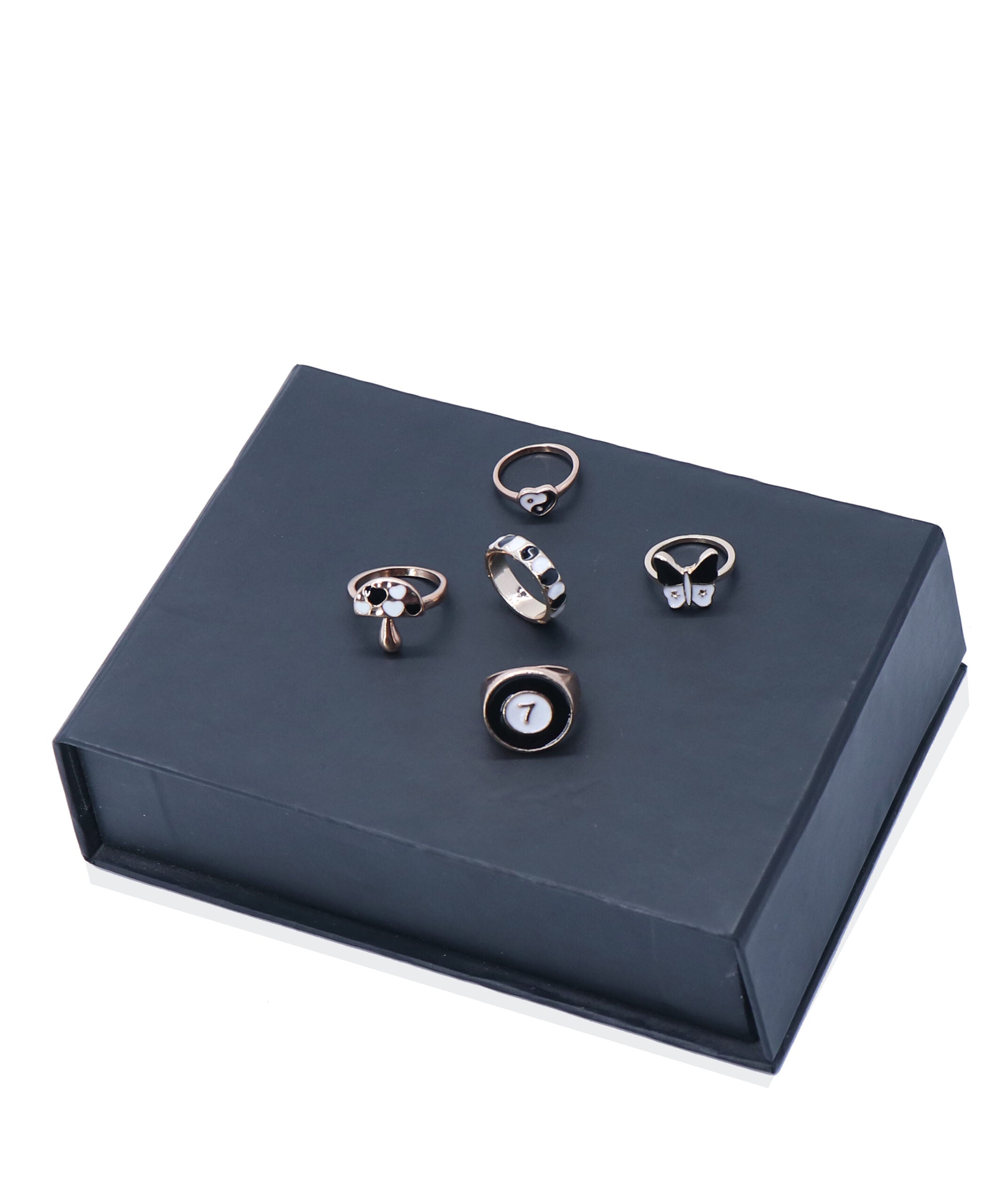 Black Enamel Ring Set