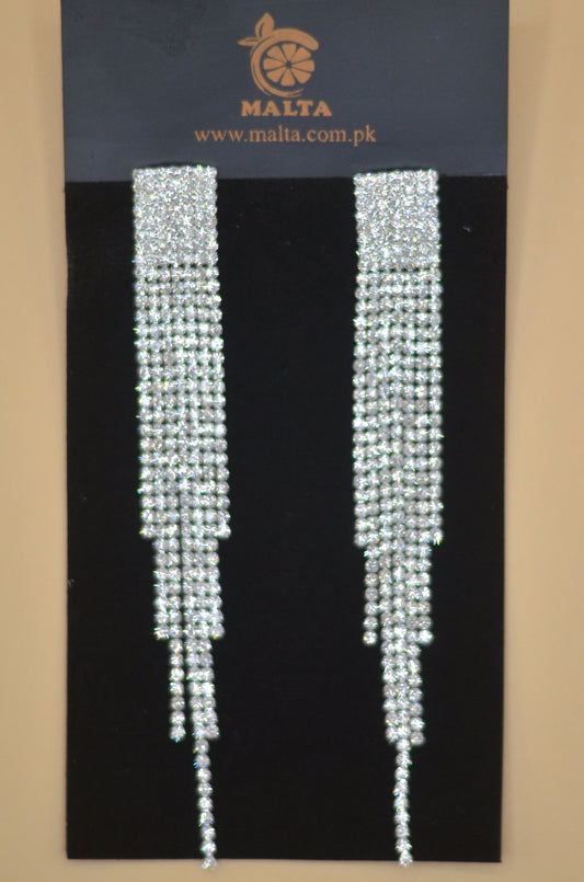 Rhinestone Elegant Simple Rectabgular Tassel Earring