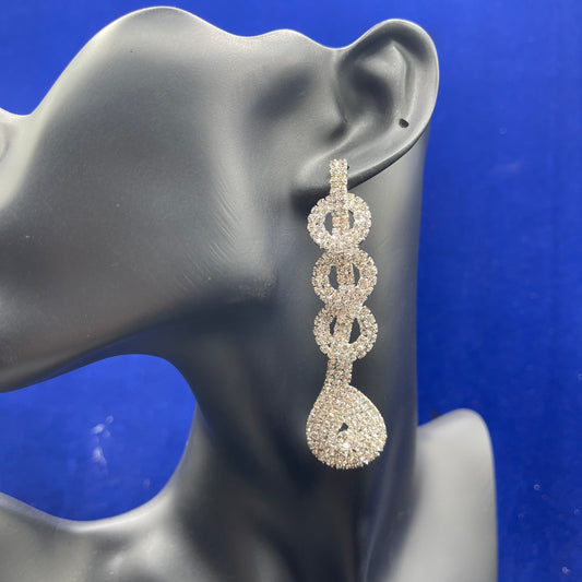 Rhinestone Tripple Round Drop Earings