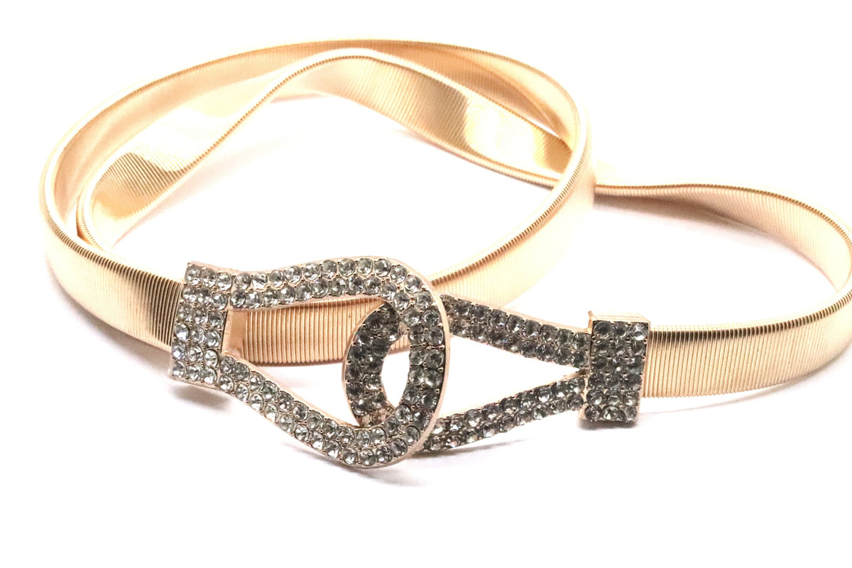 Zarkoon Buckle Metallic Elastic Belt