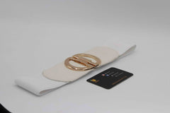 White Leather Elastic Belt