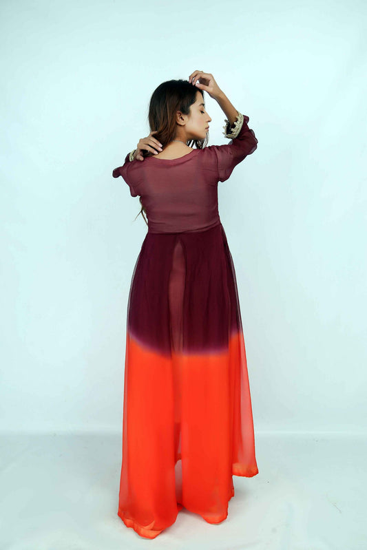 Purple & Orange Dye & Tie Maxi