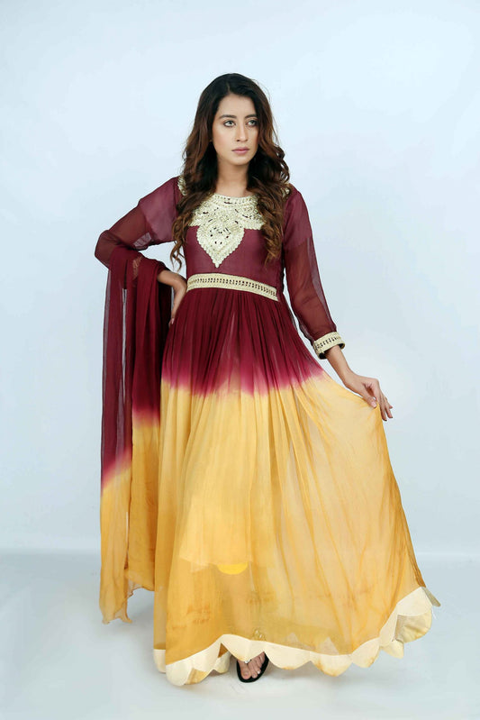 Maroon Dye & Tie Maxi