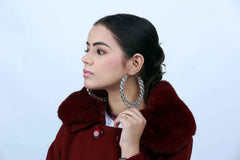 Silver Curb Chain Large Hoop