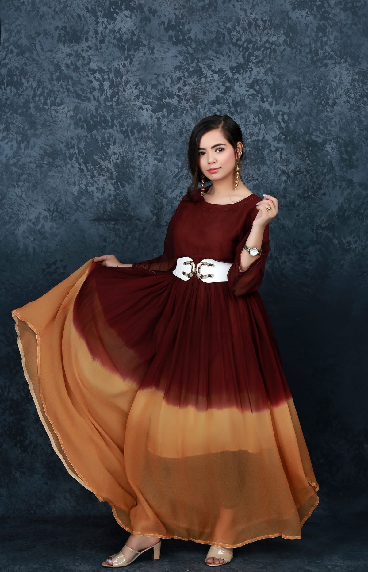 Mehroon Gold-Maxi