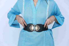 Crown Wide Leather Elastic Belt