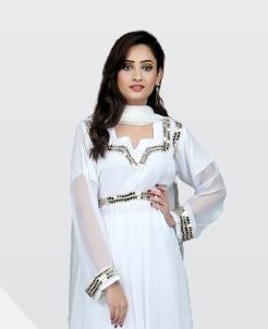 White with Embroidery & Mirror work Maxi