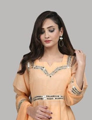 Peach with Embroidery & Mirror work Maxi