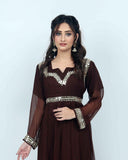 Dark Brown with Embroidery & Mirror work Maxi