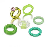 Green Enamel Rings Set