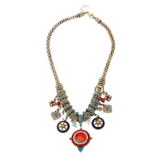 Colorful Beads Crystal Flower Necklace