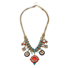 Colorful Beads Crystal Flower Necklace